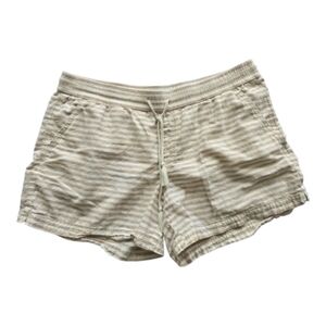 Sonoma Beige White Striped Women's Cargo Shorts Pull On Coastal Summer